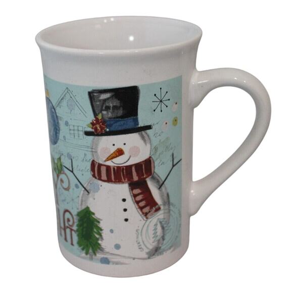 Royal Norfolk Christmas Merry & Bright Coffee Mug Cup w/ Snowman - Picture 1 of 5